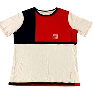 Men’s The Nike Tee Red White & Blue Color Blocking T-Shirt Adult X-Large